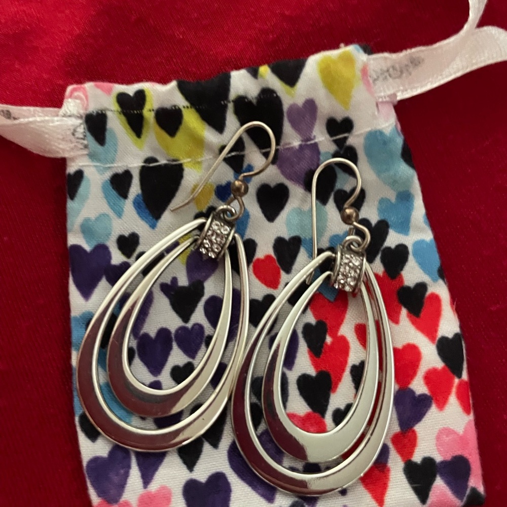 Brighton Silver/ crystal meridian dangle earrings. Worn once. EUC